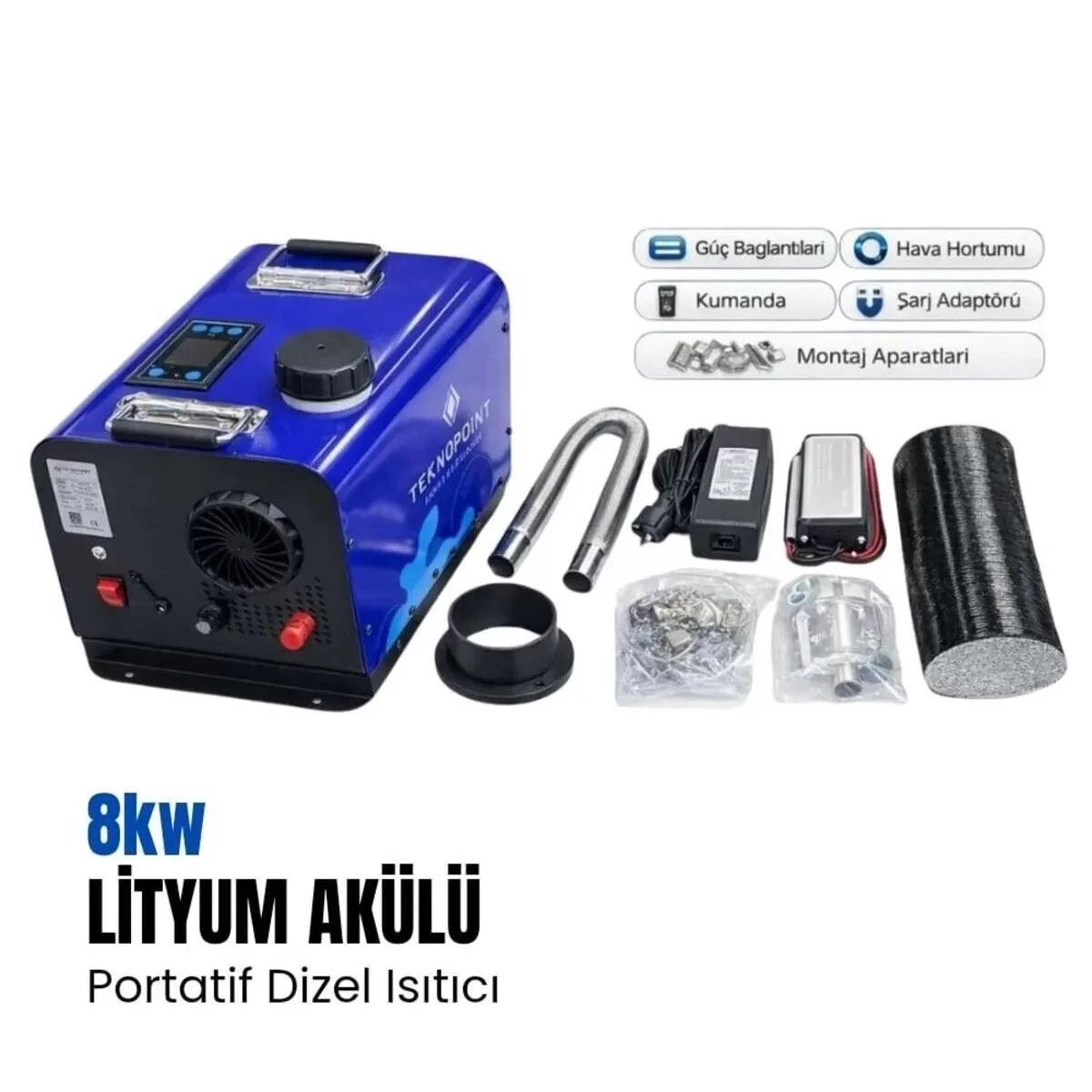 Tecnopoint 8KW Taşınabilir Lityum Akülü Webasto Tipi Dizel Isıtıcı